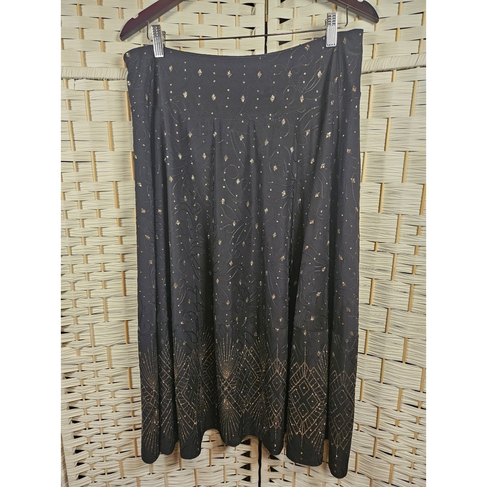 Womens JM Collection Black Glitter Skirt L Eveningwear Whimsigoth Witchy Boho